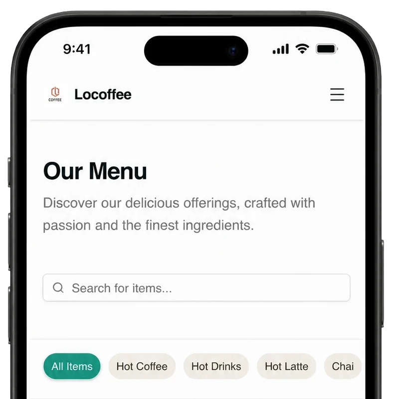 Tapmenu interactive digital menu interface on a mobile phone