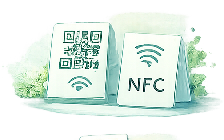 QR stand and NFC table tag